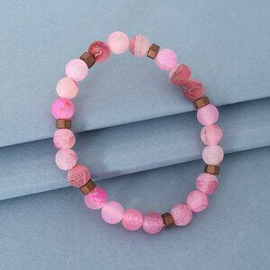 JADE Bracelet Stretch Fit Handmade With Pink Gemstone 8mm